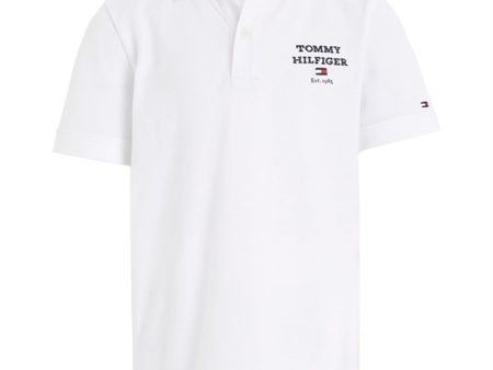 Tommy Hilfiger Th Logo Kortærmet Polo White Discount