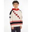 Tommy Hilfiger Varsity Hoodie Red White Navy Block Hot on Sale