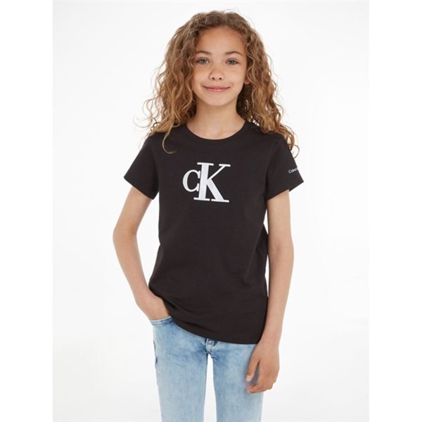 Calvin Klein Metallic Monogram Slim T-Shirt Ck Black For Sale