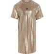 Calvin Klein Metallic Coated Kjole Frosted Almond Online Hot Sale