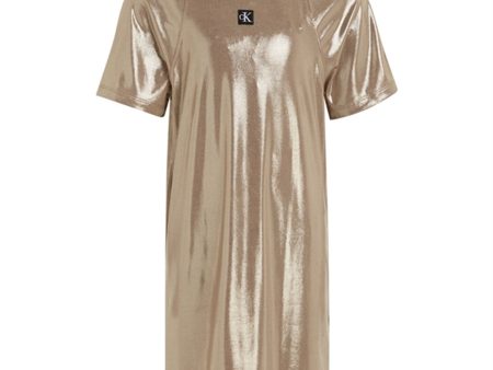 Calvin Klein Metallic Coated Kjole Frosted Almond Online Hot Sale