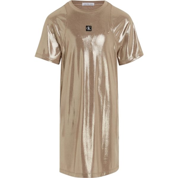 Calvin Klein Metallic Coated Kjole Frosted Almond Online Hot Sale