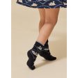 Konges Sløjd Jacquard Strømper Swan 2-pak Navy Off White Cheap