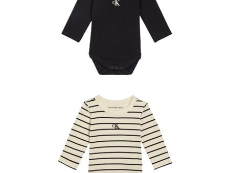 Calvin Klein Striped Ls Body Sæt Black   Black Vanilla Stripe Online