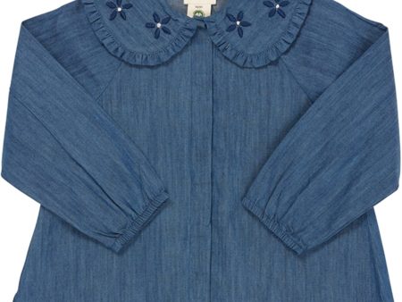 Copenhagen Colors Lt Denim Blue Denim Bluse m. Broderi Sale