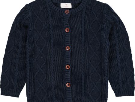 Copenhagen Colors Navy Strikket Cardigan Hot on Sale