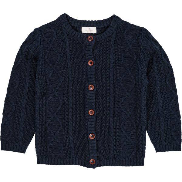 Copenhagen Colors Navy Strikket Cardigan Hot on Sale