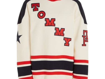 Tommy Hilfiger Varsity Hoodie Red White Navy Block Hot on Sale