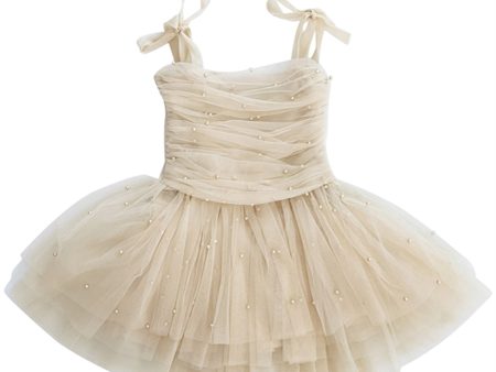 Dolly by Le Petit Tom Pearl Tulle Ballerina Kjole Cream Online Hot Sale