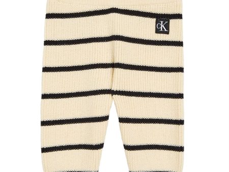 Calvin Klein Striped Cardigan Strik Sæt Black  Vanilla Stripe Online Sale