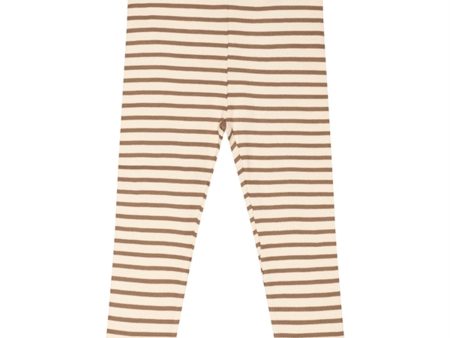 Petit Piao® Walnut Brown Off White Leggings Modal Striped Online Hot Sale