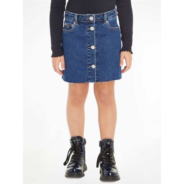 Tommy Hilfiger Denim Button Through Nederdel Midblueclean Online