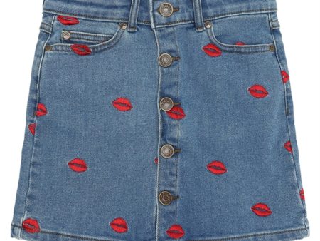 The New Medium blue Lips Denim Nederdel For Discount