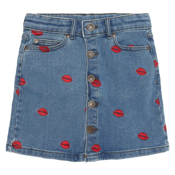 The New Medium blue Lips Denim Nederdel For Discount