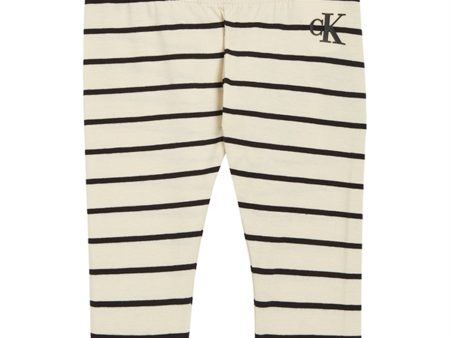 Calvin Klein Striped Leggings Black  Vanilla Stripe Hot on Sale