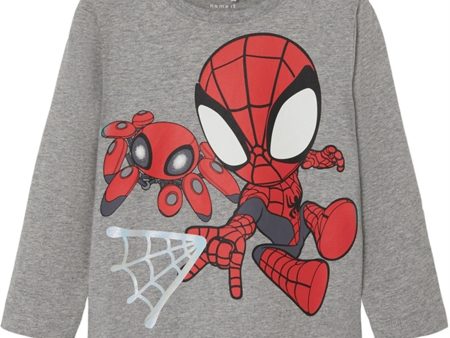 Name it Grey Melange Domi Spidey Bluse Online Sale