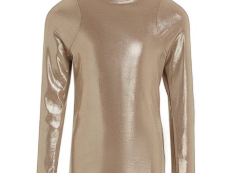 Calvin Klein Metallic Coated Mockneck Bluse Frosted Almond For Sale