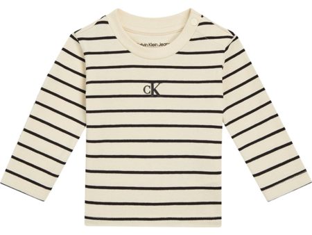 Calvin Klein Striped Ls T-Shirt Black  Vanilla Stripe Online now