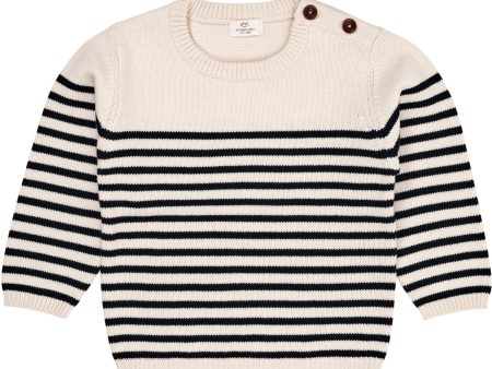 Copenhagen Colors Cream Navy Combi Strikket Striped Sailor Sweater Online