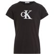 Calvin Klein Metallic Monogram Slim T-Shirt Ck Black For Sale