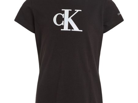 Calvin Klein Metallic Monogram Slim T-Shirt Ck Black For Sale