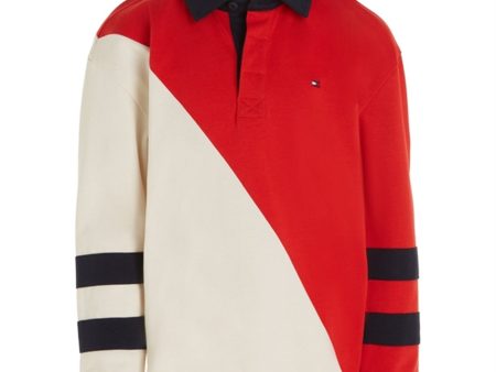 Tommy Hilfiger Colorblock Rugby Langærmet Polo Red White Colorblock on Sale