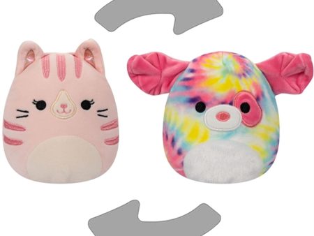 Squishmallows Flip A Mallow Pink Cat  Tie Dye Swirl Dog 13 cm Fashion