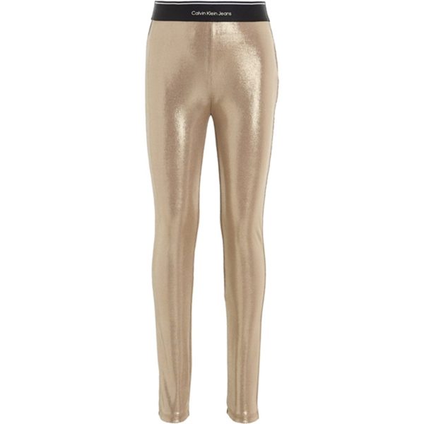 Calvin Klein Metallic Coated Leggings Frosted Almond on Sale