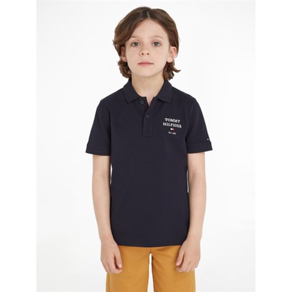 Tommy Hilfiger Th Logo Kortærmet Polo Desert Sky on Sale