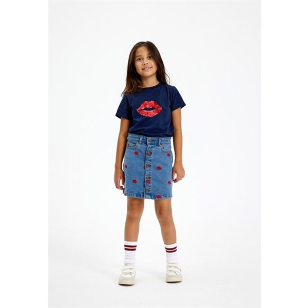 The New Medium blue Lips Denim Nederdel For Discount