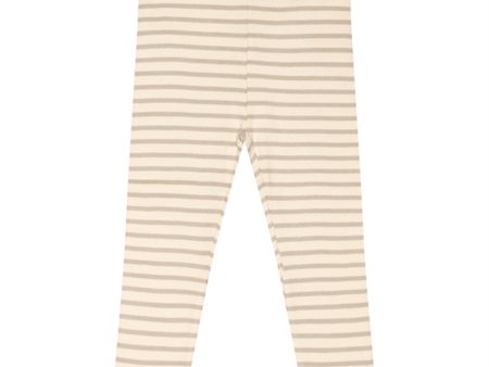 Petit Piao® Soft Sand Off White Leggings Modal Striped For Cheap