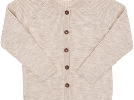 Copenhagen Colors Pale Cream Melange Merino Classic Rib Cardigan on Sale