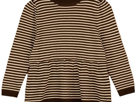 Fliink Chicory Coffee W. Sand Stripes Favo Peplum Bluse Online Sale