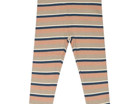 Petit Piao® Cafè Rose Soft Sand Denim Blue Leggings Modal Multi Striped Cheap