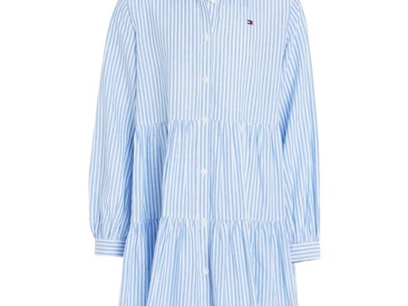 Tommy Hilfiger Lurex Stripe Skjortekjole Blue Stripe Online Hot Sale