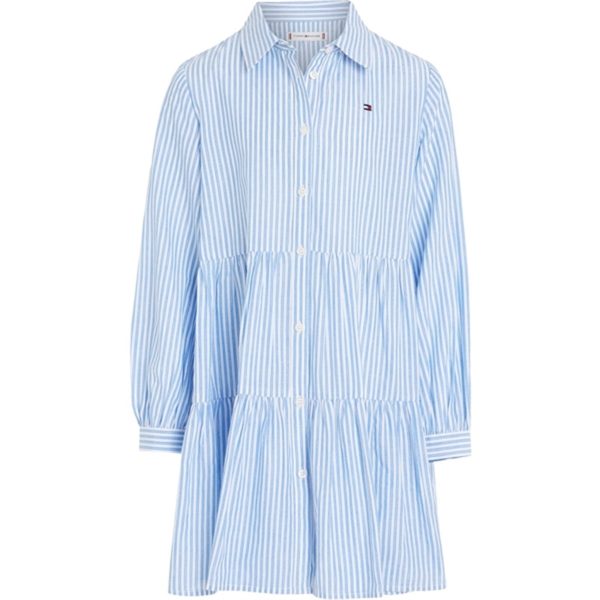 Tommy Hilfiger Lurex Stripe Skjortekjole Blue Stripe Online Hot Sale