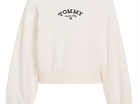 Tommy Hilfiger Logo Crew Sweatshirt Ancient White Online Sale